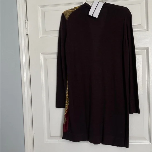 NWT Salvatore Ferragamo long brown Wool Silk cardigan